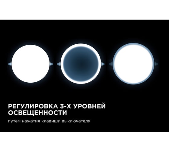 Светодиодная встраиваемая безрамочная панель Apeyron flp, 32вт=24вт+8вт, 2720лм, 6500к, ip20, ф225x21мм, круг, 3 режима, регулировка ф55-205мм/ 06-111