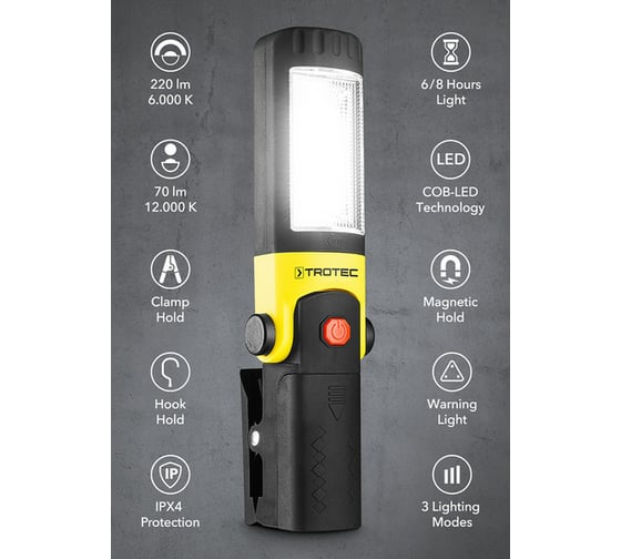 Светодиодный рабочий фонарь TROTEC PWLS 01-3 4455000001