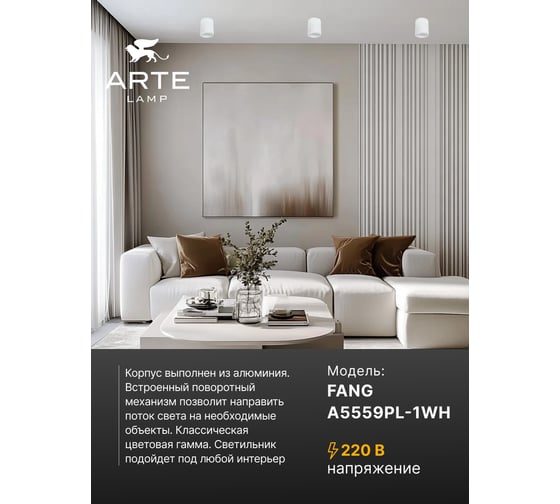 Потолочный светильник ARTE LAMP A5559PL-1WH