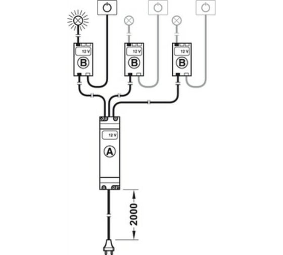 3-х канальный делитель Hafele 12V/42W/20AWG/черный 833.74.751