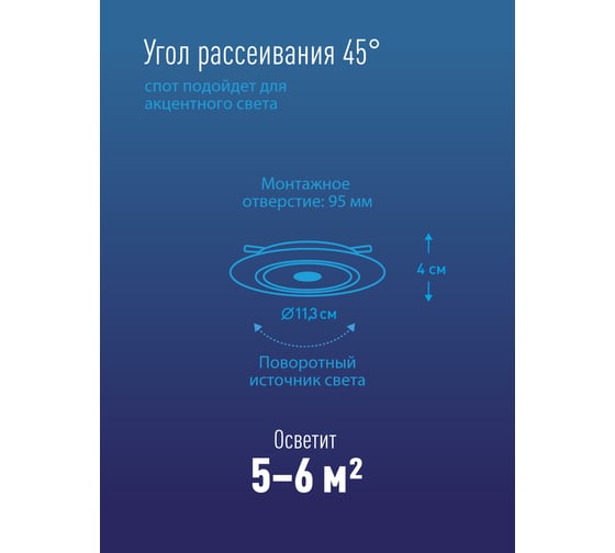 Светодиодная поворотная панель КОСМОС круглая цвет белый, DownRR 9W,180-265В,6400K, KDownRR9W6400K