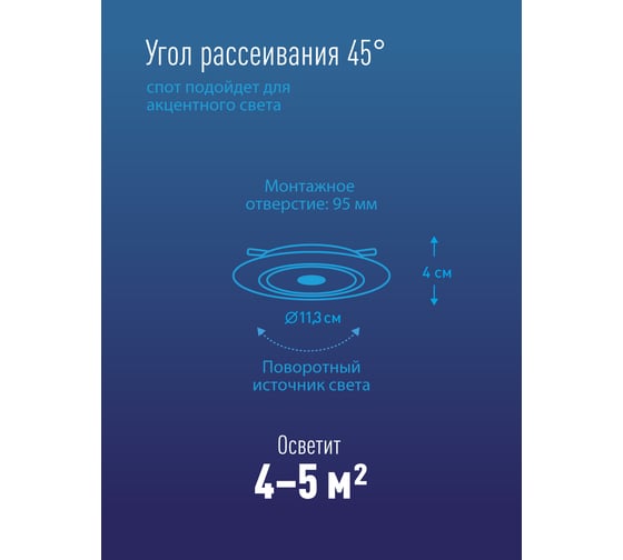 Светодиодная поворотная панель КОСМОС круглая цвет белый, DownRR 7W,180-265В,6400K, KDownRR7W6400K