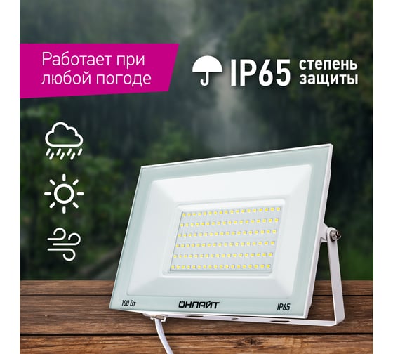 Светильник ОНЛАЙТ 90 139 ofl-100-4k-wh-ip65-led 90139