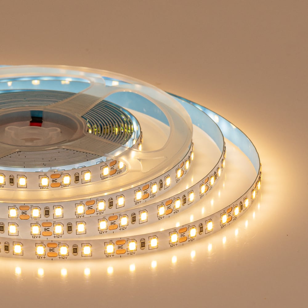 Светодиодная лента Donled 5м, 12В, IP20, 120 LED/m, 9.6Вт/м, теплый ...