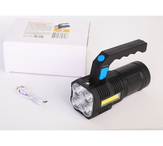 Аккумуляторный фонарь Ultraflash LED53766  (4В, черный, 4LED+COB, 3 Вт, 4 режима, USB, бокс са) 15017