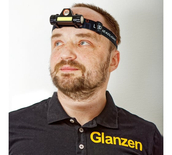 Светодиодный налобный аккумуляторный USB фонарь GLANZEN UFL-0300-101 КА-00008352