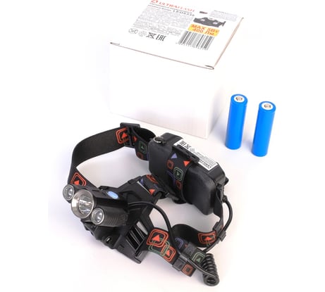Налобный аккумуляторный фонарь Ultraflash LED5335 (3,7В, черный, 3LED, 5 Вт, 2 аккумулятора 4 режима, USB, бокс са) 15015
