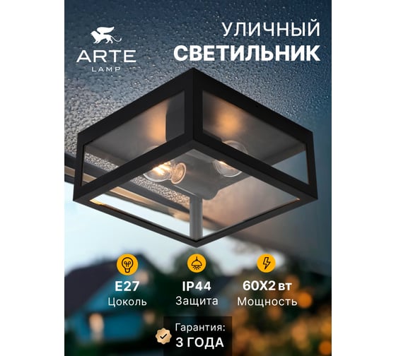Уличный потолочный светильник ARTE LAMP BELFAST A4569PF-2BK