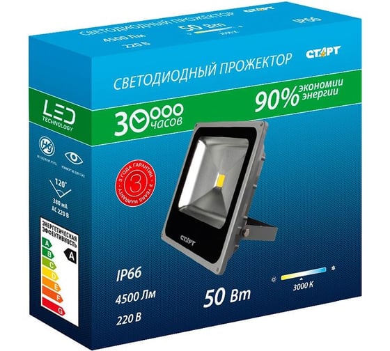 Прожектор светодиодный СТАРТ LED FL50W30