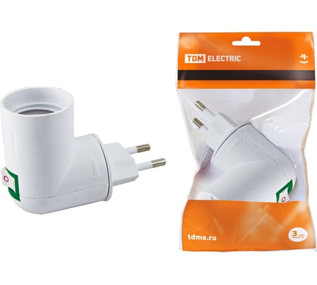 Переходник вилка-Е27 с выключателем TDM ELECTRIC SQ0335-1007