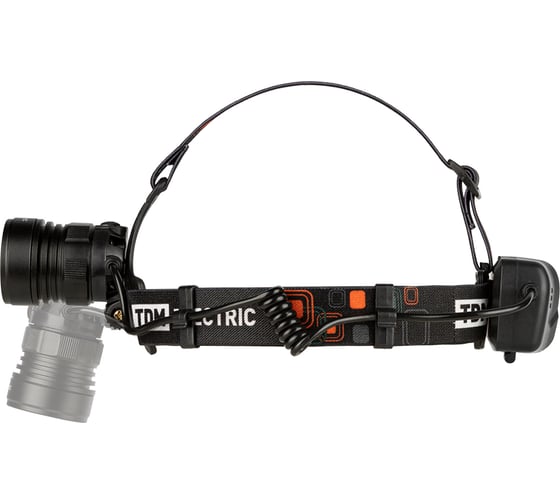 Аккумуляторный фонарь «налобный 12» TDM 5 вт cree+3 вт cob, li-ion 3,7 в 2x18650 2,4 ач, 650 лм, usb SQ0350-0069