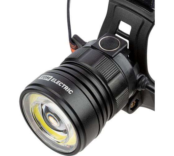 Аккумуляторный фонарь «налобный 12» TDM 5 вт cree+3 вт cob, li-ion 3,7 в 2x18650 2,4 ач, 650 лм, usb SQ0350-0069