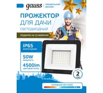 Светодиодный прожектор Gauss Elementary 50W 4500lm 6500К IP65 черный 613100350