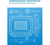 Светодиодный прожектор Gauss Elementary 50W 4500lm 6500К IP65 черный 613100350