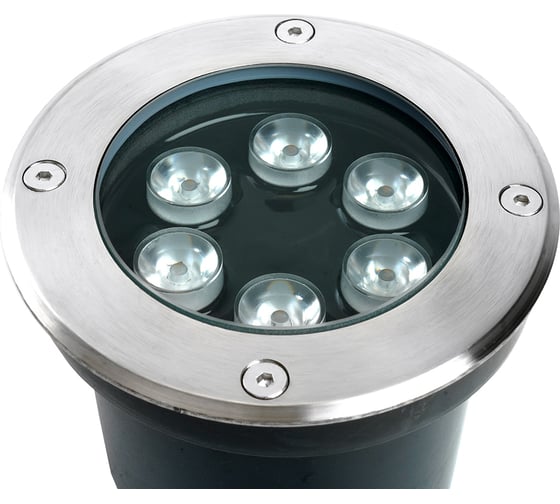 Светодиодный тротуарный (грунтовый) светильник FERON SP2802 6LED, 4000К,6W,AC12-24V, D120xH90mm,вн.диаметр:90m 48346