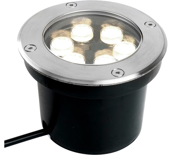 Светодиодный тротуарный (грунтовый) светильник FERON SP2802 6LED, 4000К,6W,AC12-24V, D120xH90mm,вн.диаметр:90m 48346