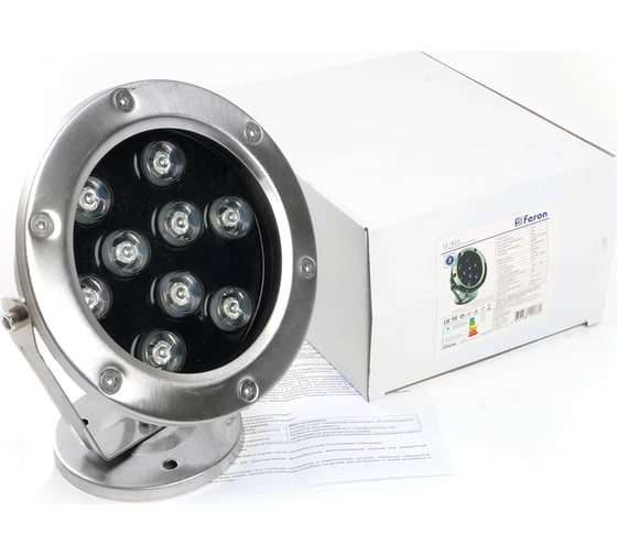 Подводный светодиодный прожектор FERON LL-822 140x80x160mm, 9W, AC24V, 2700K, IP68, 48457