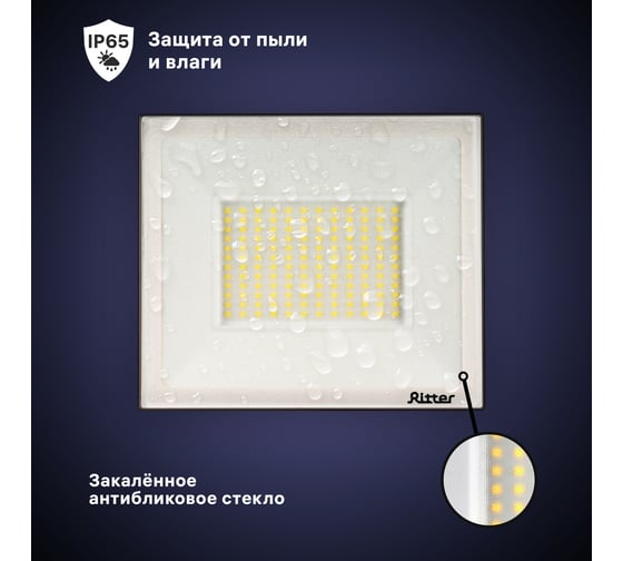 Светодиодный прожектор RITTER Profi гарантия 5 лет 100лм/Вт 100 Вт 2700К 53430 7