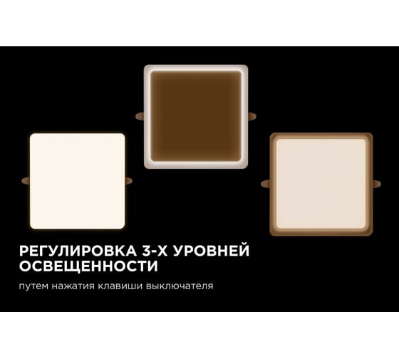 Светодиодная встраиваемая безрамочная панель Apeyron flp, 32Вт=24Вт+8Вт, 230В, 2720Лм, 4000К, ip20, 225x225x21мм, квадрат, 3 режима/ 06-119
