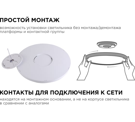 Светодиодный накладной светильник Apeyron spin, 28Вт, 2800Лм, 4000К, ip40, ø300x25, круг, белый, комплект/ 18-130