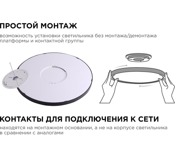Светодиодный накладной светильник Apeyron spin, 38Вт, 3800Лм, 4000К, ip40, ø400x25, круг, черный, комплект/ 18-137