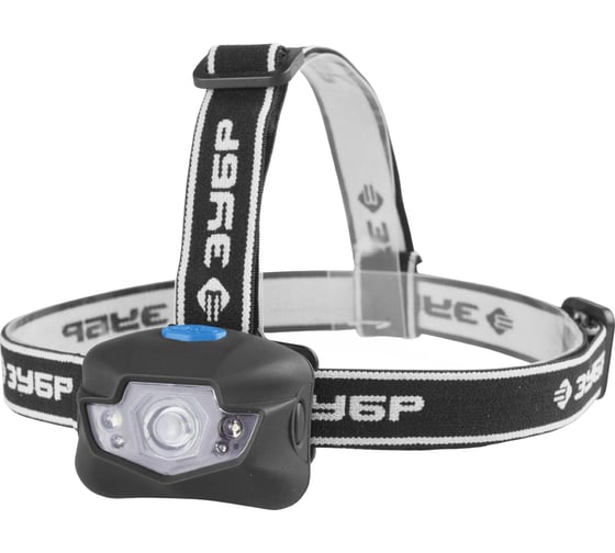 Налобный фонарь ЗУБР 3Вт, +4 LED, 3AAA, 56434