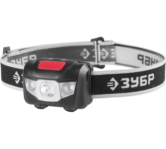 Налобный фонарь ЗУБР 3AAA, 1 Вт, +2LED 56436