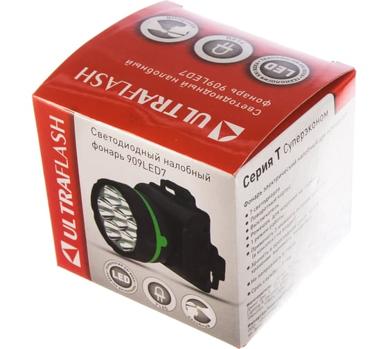 Налобный фонарь Ultraflash 909LED7 черный, 7LED, 1 режим, 3XR6 11782