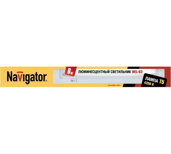 Люминесцентный светильник Navigator 94 514 NEL-B2-E106-T5-840/WH ЛПБ 2001 6Вт 94514 1