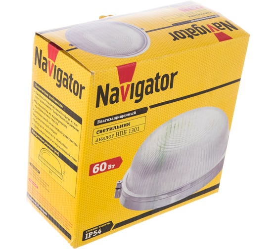 Влагозащищенный светильник Navigator 94 802 NBL-R1-60-E27/WH НПБ 1301 белый круг 60Вт IP54 94802