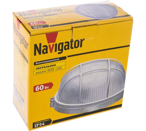 Влагозащищенный светильник Navigator 94 803 NBL-R2-60-E27/WH НПБ 1302 белый круг с решеткой 60Вт IP54 94803 1