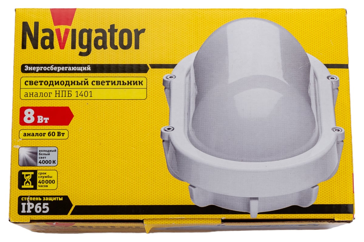 Влагозащищенный светильник Navigator 94 828 NBL-O1-8-4K-WH-IP65-LED аналог  НПП 1401 белый овал 94828