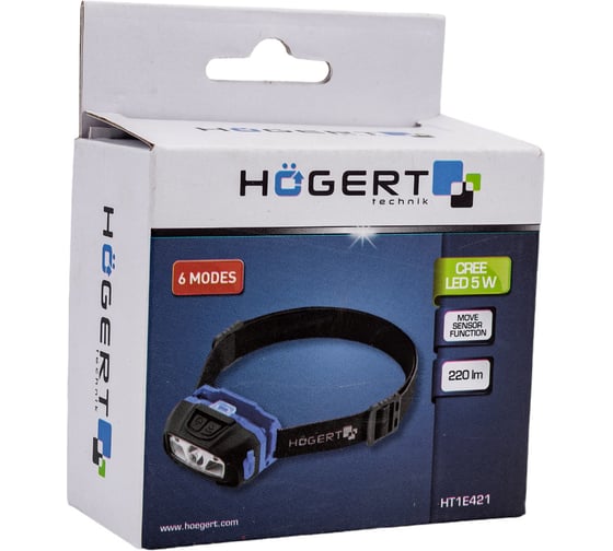 Налобный фонарь HOEGERT TECHNIK с датчиком движения usb 6 функций HT1E421