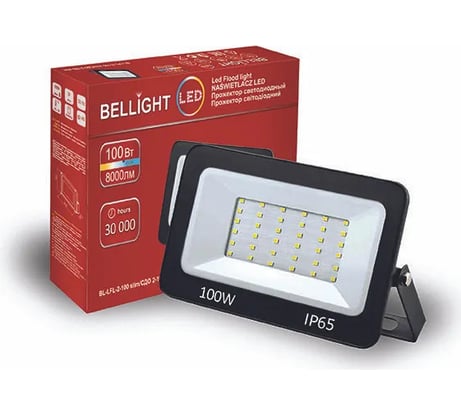Прожектор BELLIGHT BL-LFL-2-100 slim/СДО 2-100 slim, 6500К 8000Lm 220В 22100650