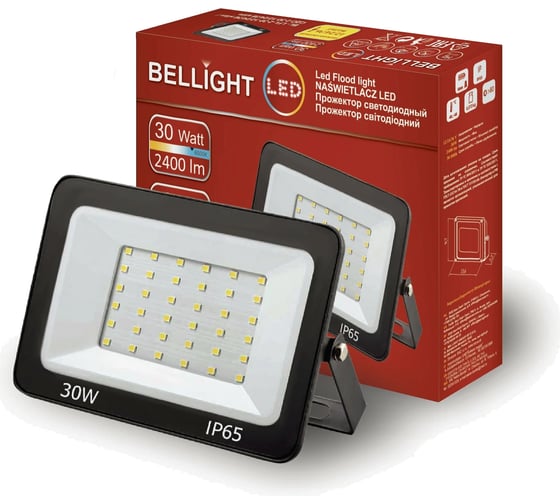 Светодиодный прожектор BELLIGHT BL-LFL-2-30-12/24/36 slim/СДО, 6500К, 2400 Lm, IP65 71712716