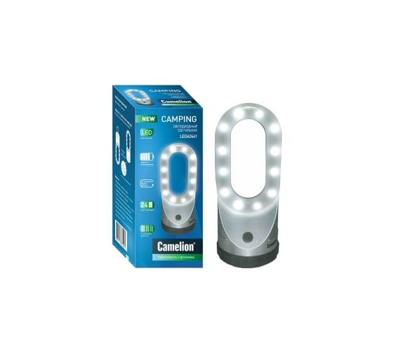 Светильник для кемпинга Camelion LED62441 4XR03, серебро, 24 LED, магнит, подвес, пласт корп 12068
