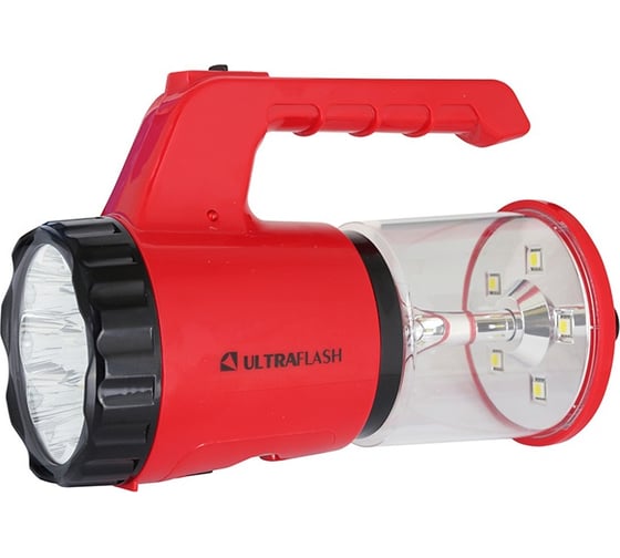 Аккумуляторный фонарь 220В, красный, 9LED + 5 SMD LED, SLA, пластик, коробка Ultraflash LED5162 12100 1