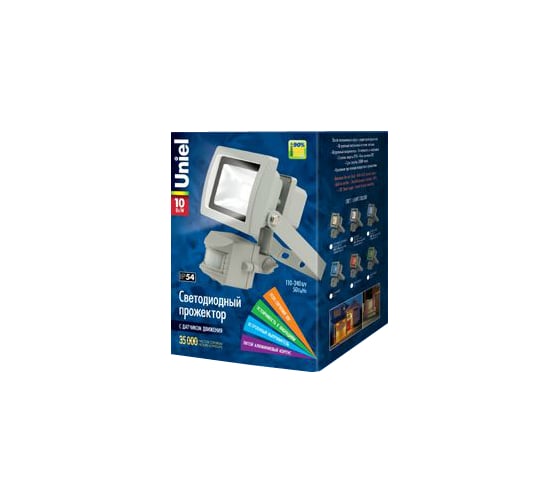 Светодиодный прожектор с датчиком движения Uniel ULF-S21-10W/DW SENSOR IP54 110-240В 7428
