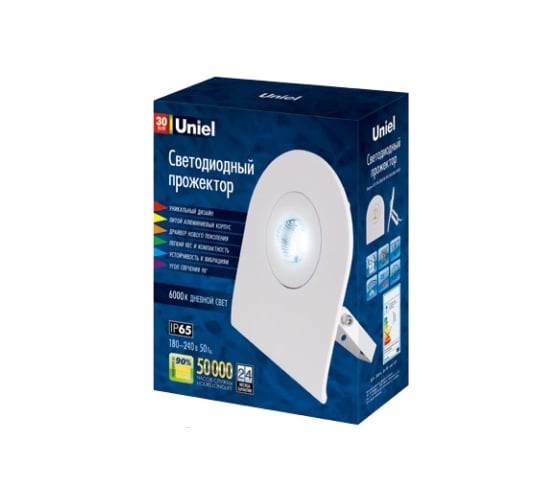 Светодиодный прожектор Uniel ULF-F10-30W/DW IP65 180-240В WHITE UL-00000388