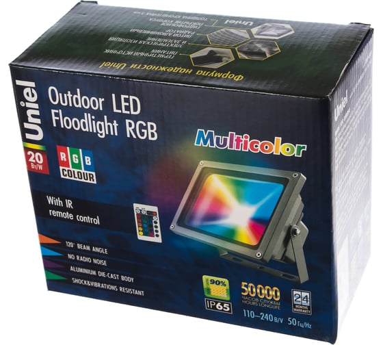 Светодиодный прожектор Uniel ULF-S01-20W/RGB/RC IP65 110-240В UL-00000782