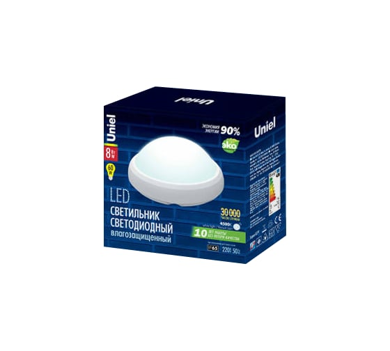 Пылевлагозащищенный светодиодный светильник Uniel ULW-R03-8W/NW IP65 WHITE 11134