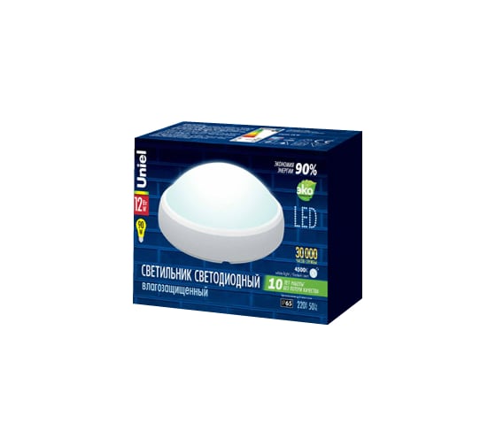 Пылевлагозащищенный светодиодный светильник Uniel ULW-O04-12W/NW IP65 WHITE 11136
