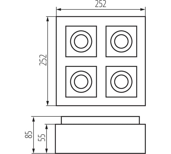 Светильник накладной точечный квадратный KANLUX stobi dlp 450-b 26836