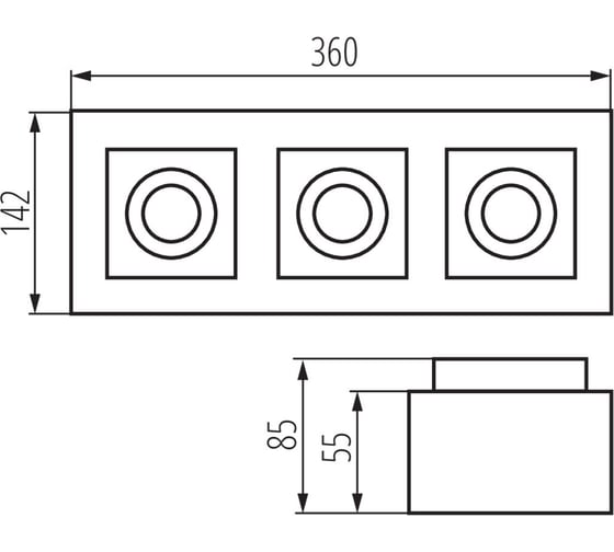 Накладной точечный светильник KANLUX квадратный stobi dlp 350-b 26834