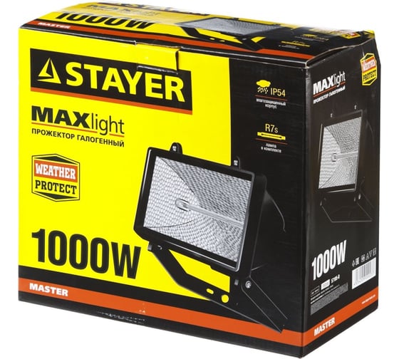 Галогенный прожектор с дугой крепления под установку, черный, 1000Вт STAYER MASTER MAXLight 57105-B