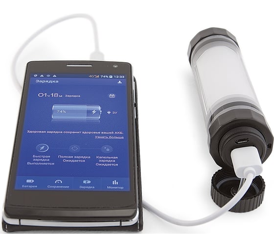 Кемпинговый фонарь ЯРКИЙ ЛУЧ MT-1 FLOstick 100лм, Li-Ion 2600mAh, 6 режимов, powerbank, IP68, погружение 2м 4606400618485