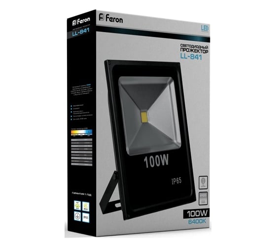 Светодиодный прожектор FERON LL-841 IP65 100W 6400K 12974