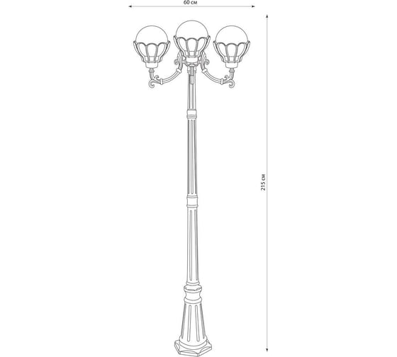 Садово-парковый светильник FERON PL5049 столб 360W, E27, 230V, черное золото 11552