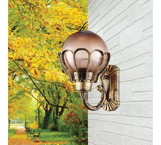 Садово-парковый светильник FERON PL5051 шар, на стену, вверх, 100W, E27, 230V, черное золото 11553