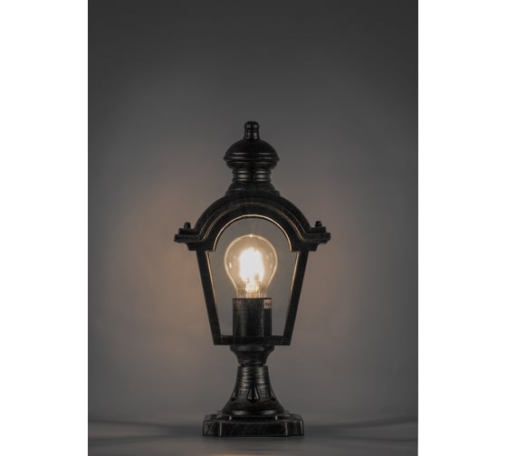 Садово-парковый светильник FERON PL4013 четырехгранный, на постамент, 60W, E27, 230V, черное золото 11396